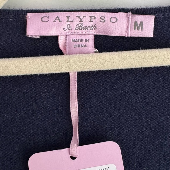 NWT Calypso St. Barth Navy 100% Cashmere Open Front Longline Cardigan M - Picture 5 of 7